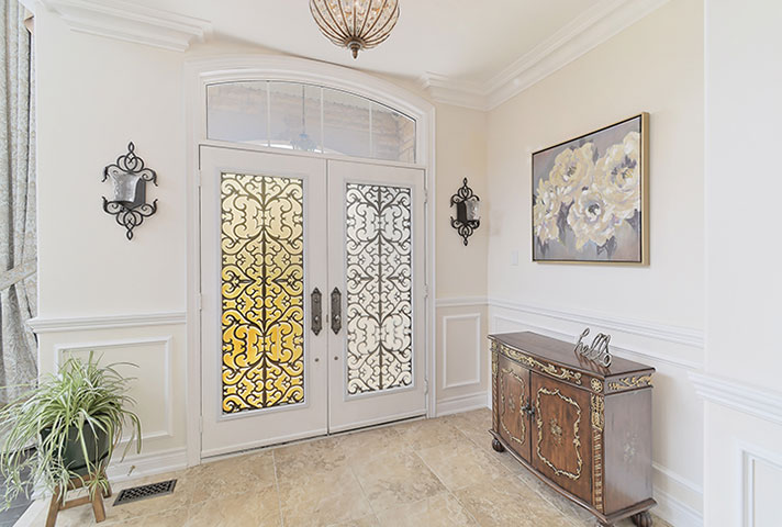 006-Ornate Frosted Double Door Entry